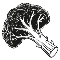 Black and white broccoli head conveys simplicity and healthy food choices easily