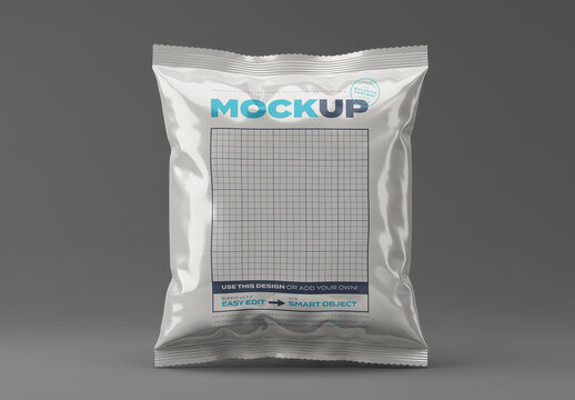 White Square Sealed Bag Packaging Mockup