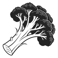 Monochrome broccoli floret presents organic texture and simplicity in an isolated study