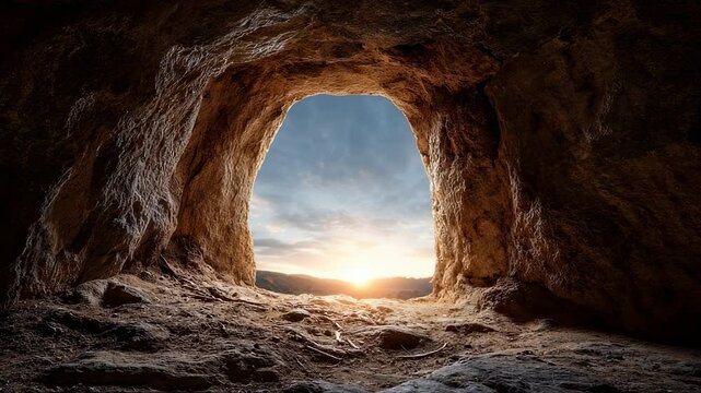 Concept photo of the empty tomb, a symbol of Jesus ultimate victory over death and sin, and the hope of redemption and eternal life for all believers.