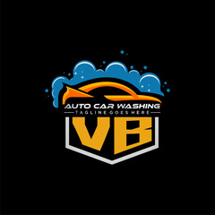 VB initial monogram for carwash with car clean image design vector