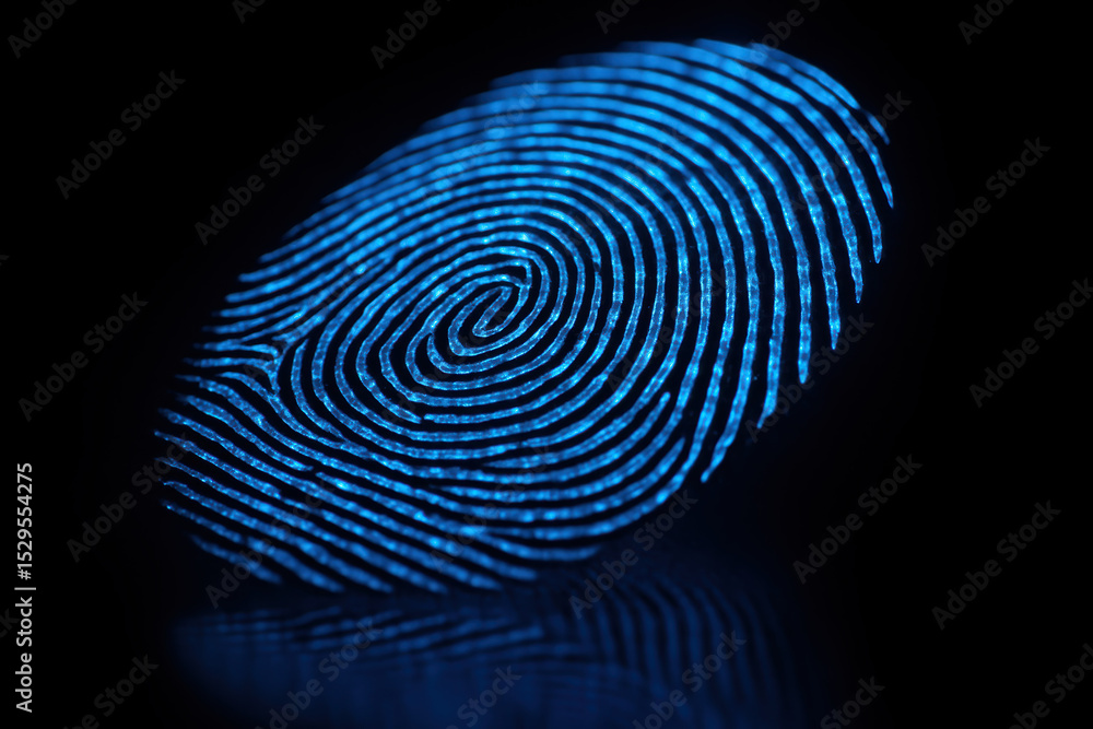 Poster this glowing luminescent fingerprint symbolizes identity verification and secure authentication in d