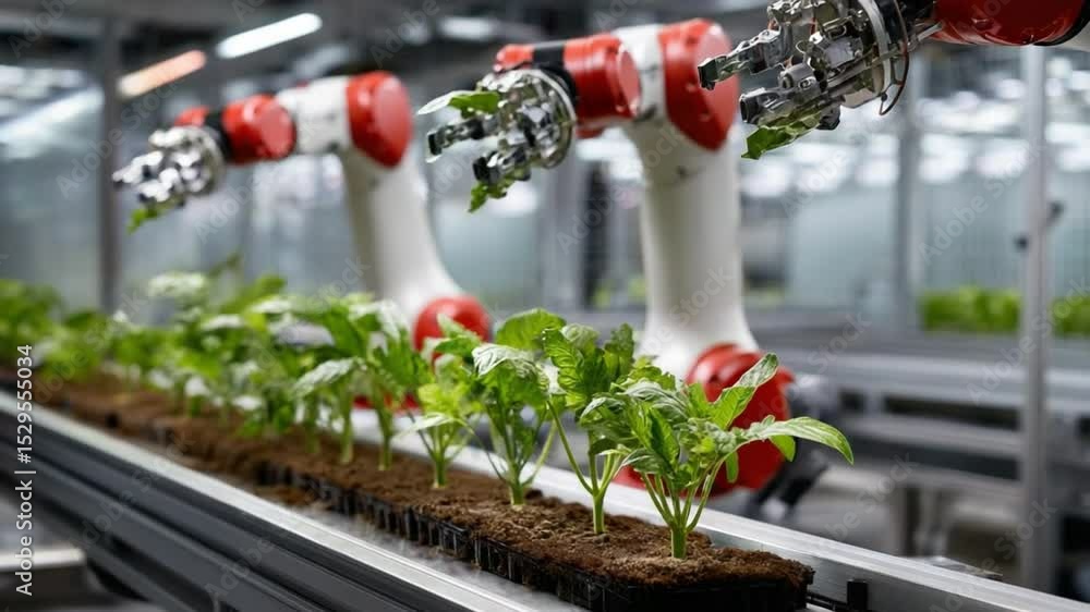 Poster robotic farm: capturing the intersection of nature and technology, these advanced robots are meticul