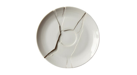 Broken plate on white background