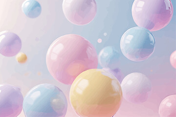 A picture of beautiful pastel balls with a dynamic background