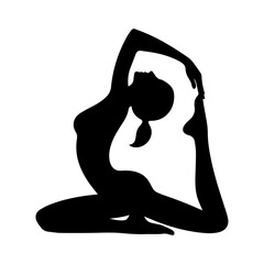 A minimalist black vector silhouette of a person in a yoga pose.