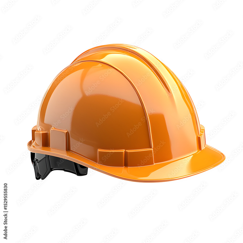 Poster a hyper-realistic construction safety helmet perfect side profile view isolated on pure white backgr