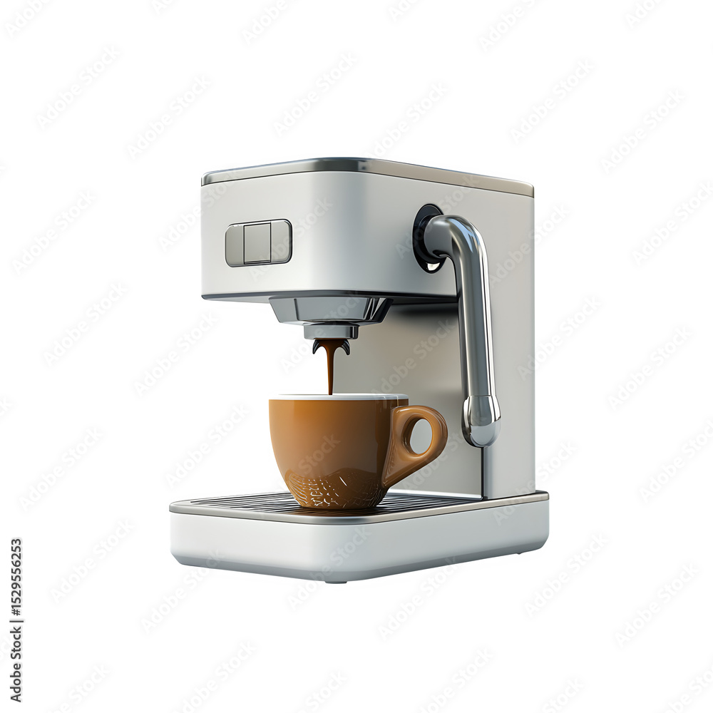 Aufkleber a hyper-realistic compact espresso coffee maker perfect side profile view isolated on pure white bac