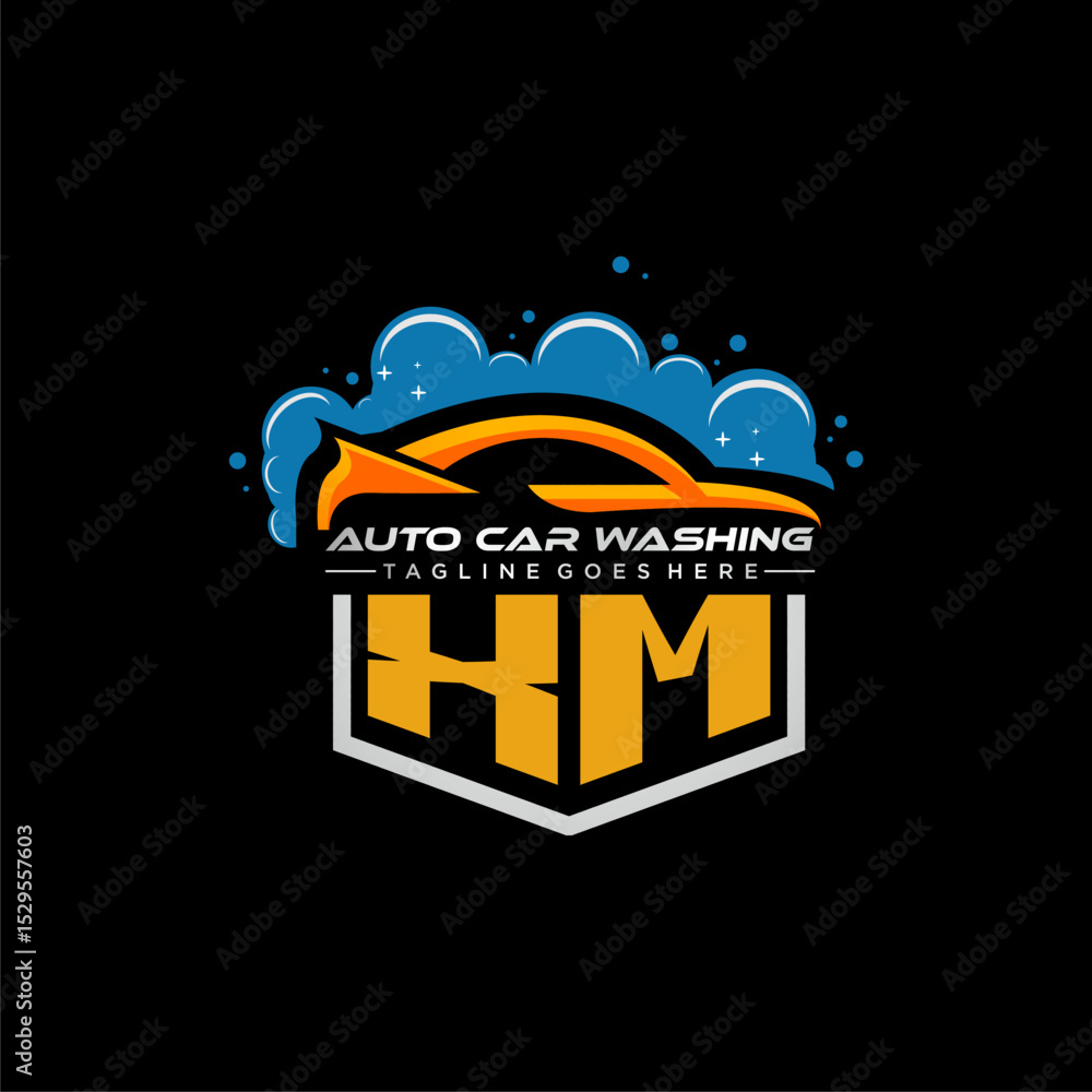 Poster xm initial monogram for carwash with car clean image design vector
