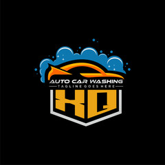 XQ initial monogram for carwash with car clean image design vector