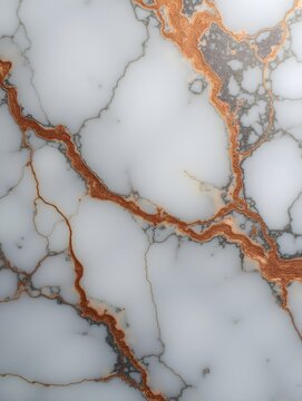 Gray marble texture background. Detailed stone surface with copper colored accents and veins. Abstract pattern. Natural stone material closeup.