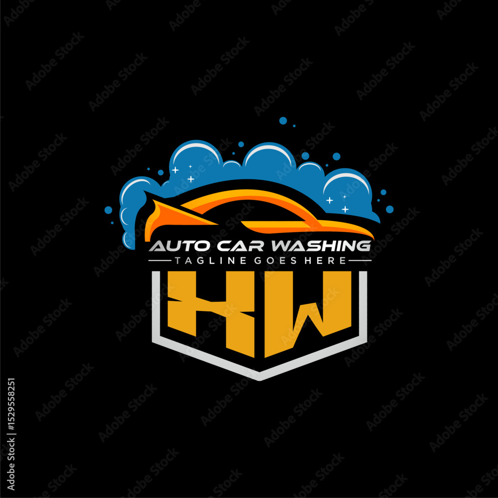 Poster xw initial monogram for carwash with car clean image design vector