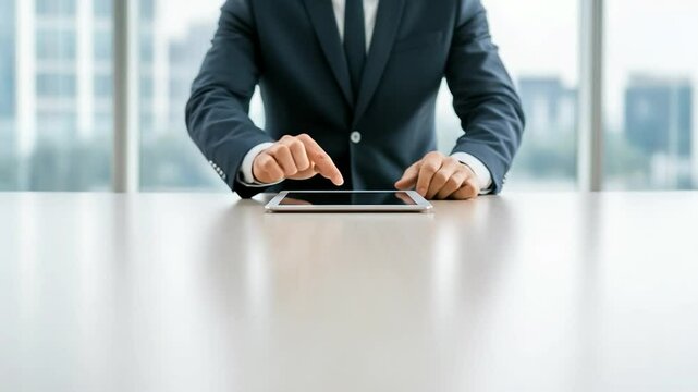 Businessman using tablet at office desk