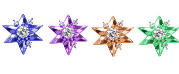 Set of Star Shape PNG Files, 3D and Flat Decorative Star Icons Collection, Gold and Colorful Clipart Elements for Design and Graphics png isolate on white background download.
