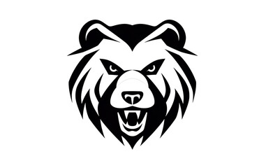 Black and white bear head, white background