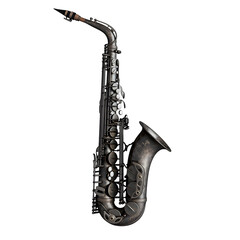 Obraz premium a hyper-realistic alto saxophone held at with mouthpiece attached isolated on pure white background subtle soft shadow clean studio lighting ultra-high detail image stock render stock image 