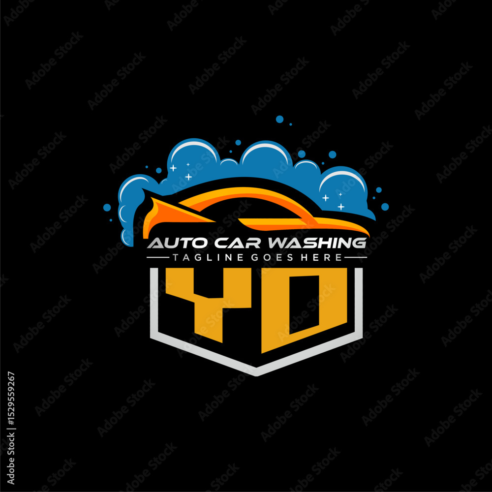 Poster yo initial monogram for carwash with car clean image design vector