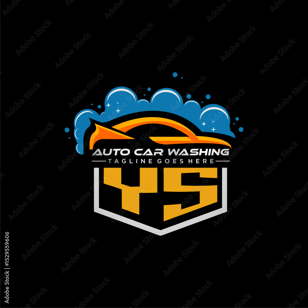 Poster ys initial monogram for carwash with car clean image design vector