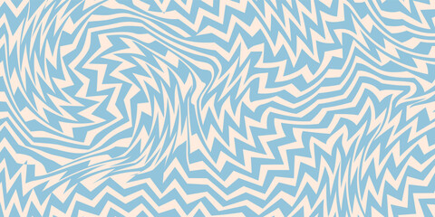 Fototapeta premium Blue and beige diagonal wavy lines seamless pattern. Simple vector abstract liquid stripes background.