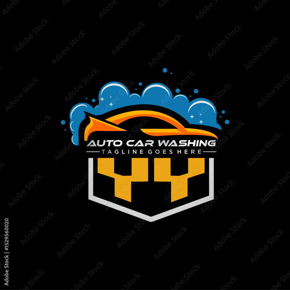 Poster yy initial monogram for carwash with car clean image design vector