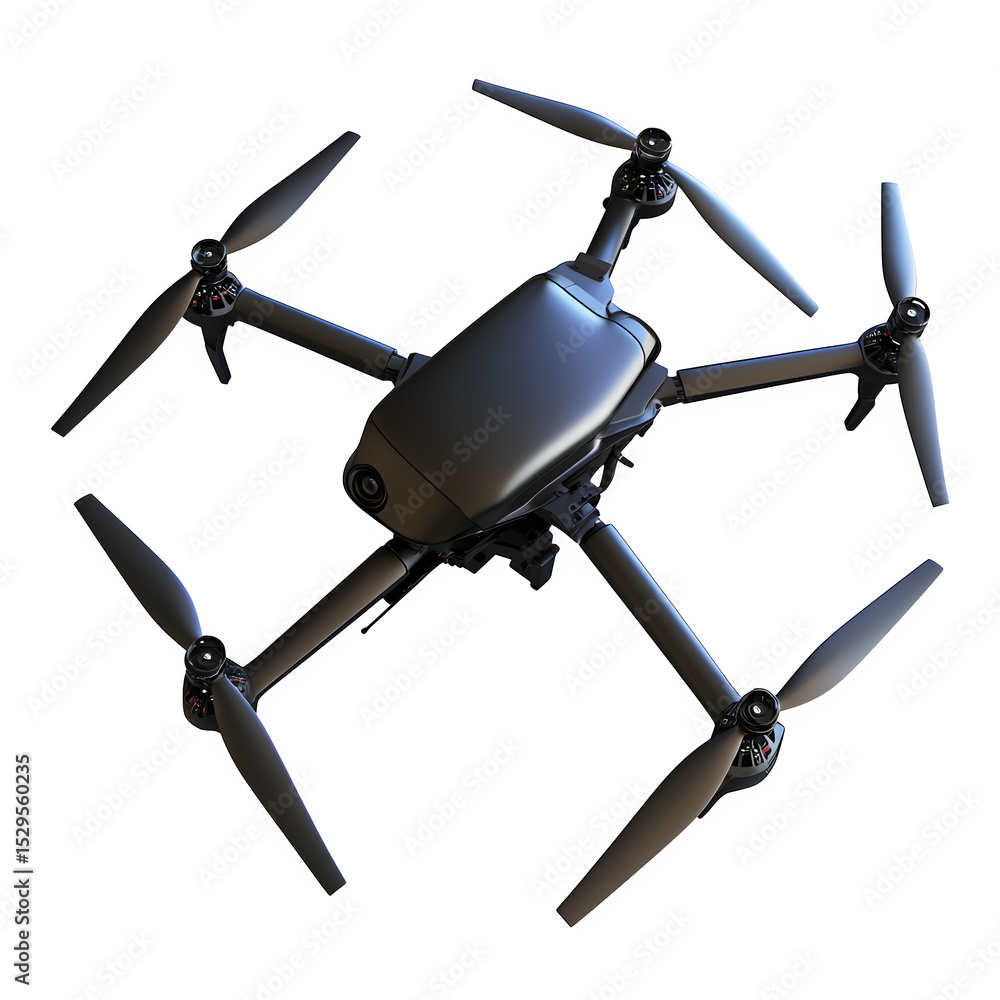 Aufkleber a hyper-realistic face recognition drone hovering isolated on pure white background subtle soft shad