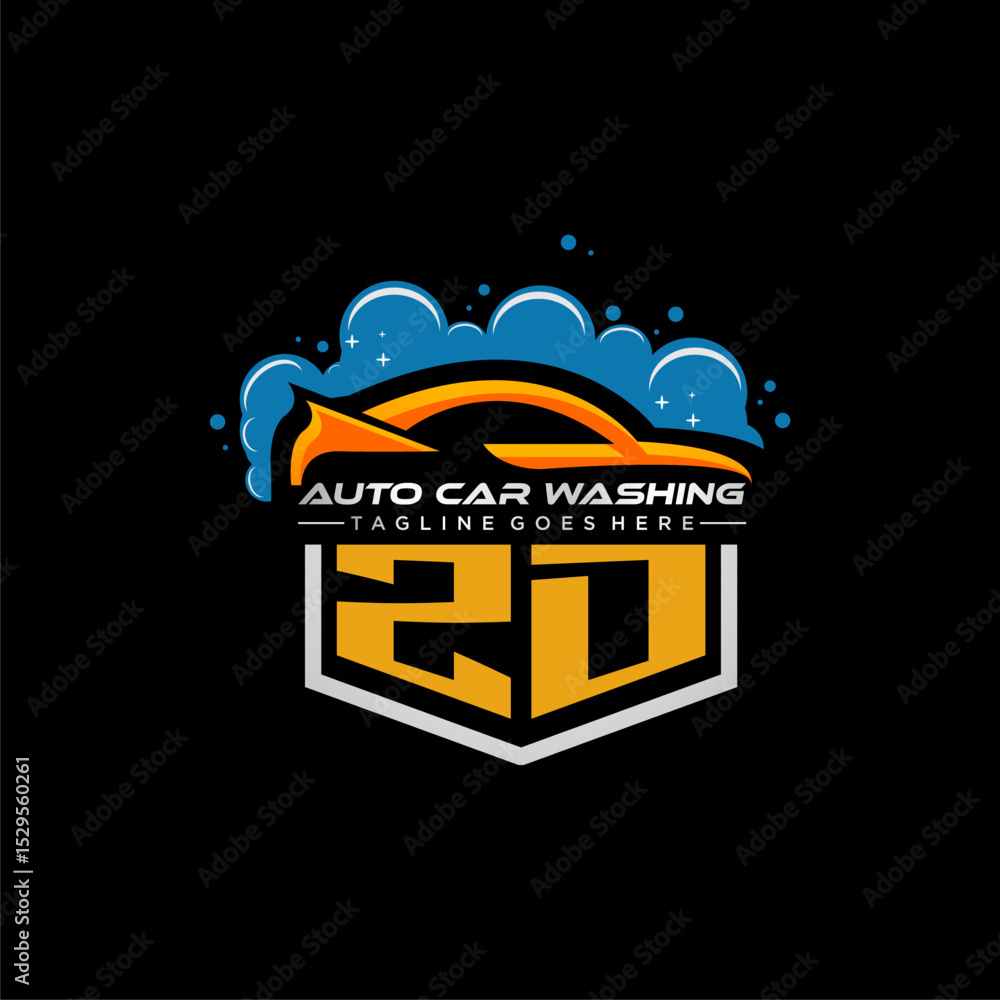 Poster zd initial monogram for carwash with car clean image design vector