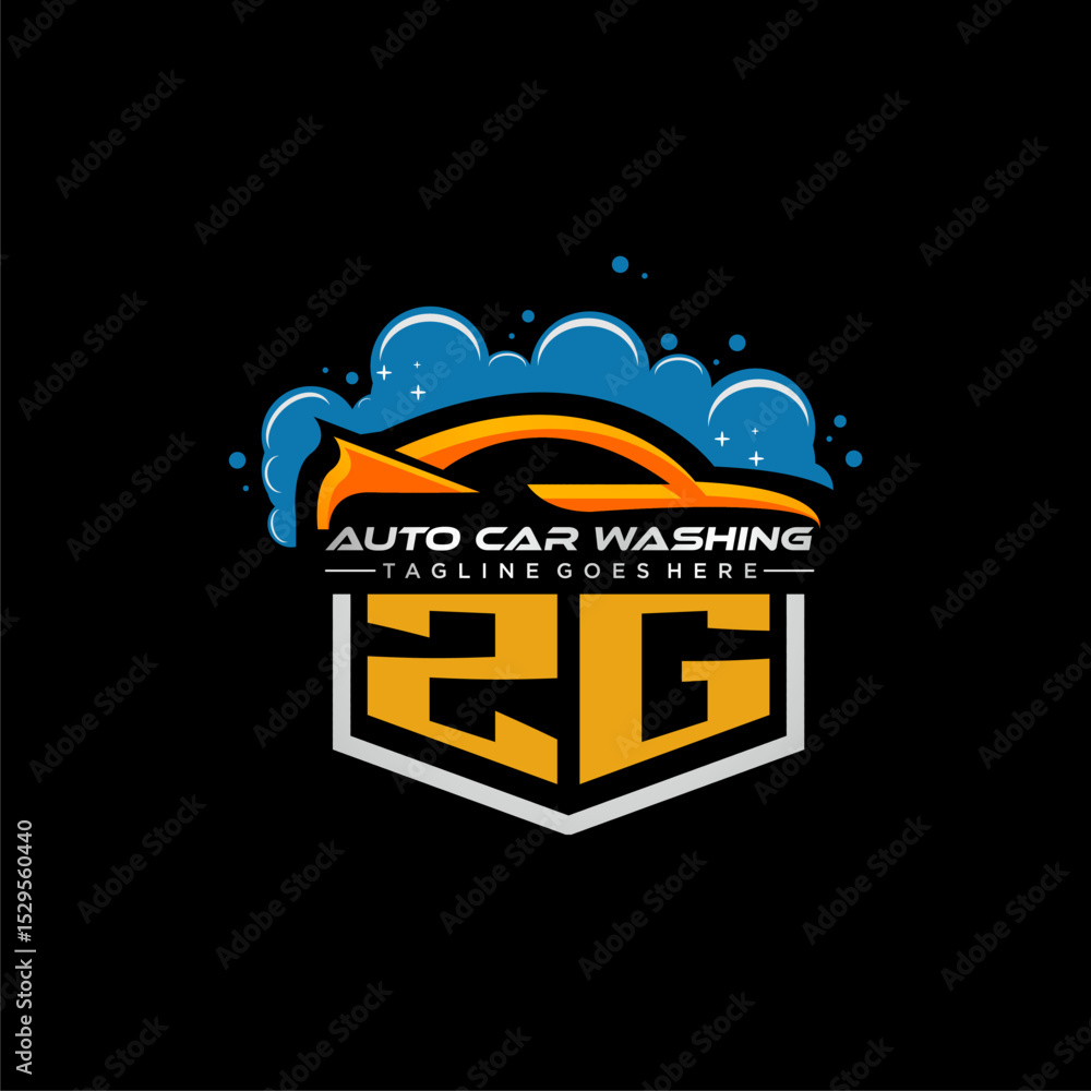 Fototapete zg initial monogram for carwash with car clean image design vector