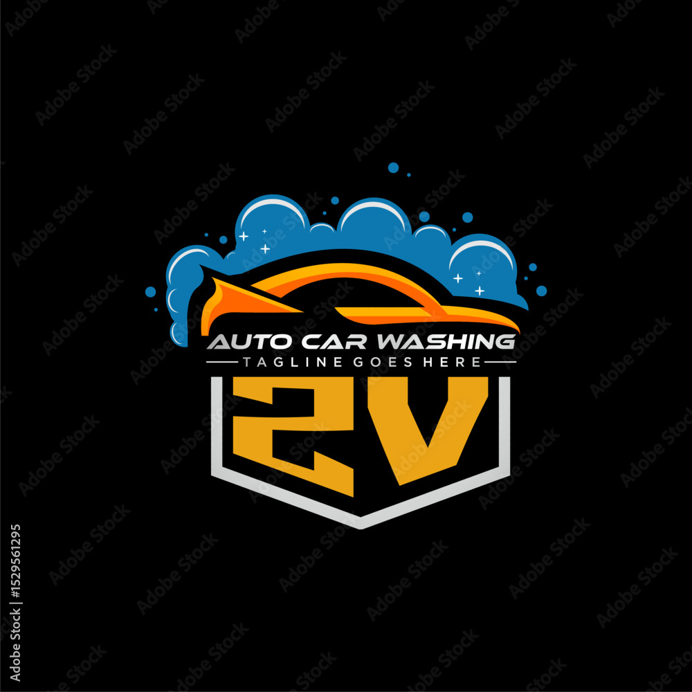 Poster zv initial monogram for carwash with car clean image design vector