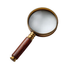 Antique-style magnifying glass with vintage handle design isolated on a transparent background