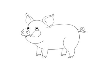 vector cartoon animal isolated on transparent background. black and white style
