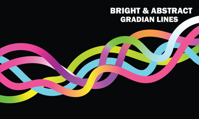 Abstract Wavy Rainbow Lines. Vector Celebration Squiggle Ribbons. Swirl Neon Colored Lines. Background with Gradient Curve Shapes