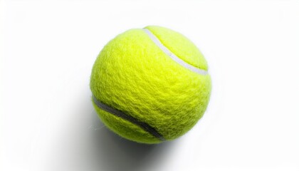 single tennis ball isolated white background top view