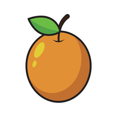 Sapodilla Fruit With Stem Outline Vector