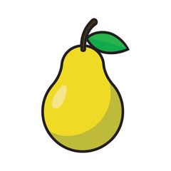 Pear Fruit With Stem Outline Vector