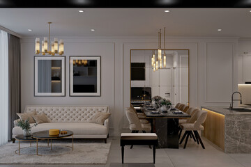 3d render modern living room