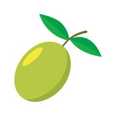 Olive Branch With Fruits Outline Vector