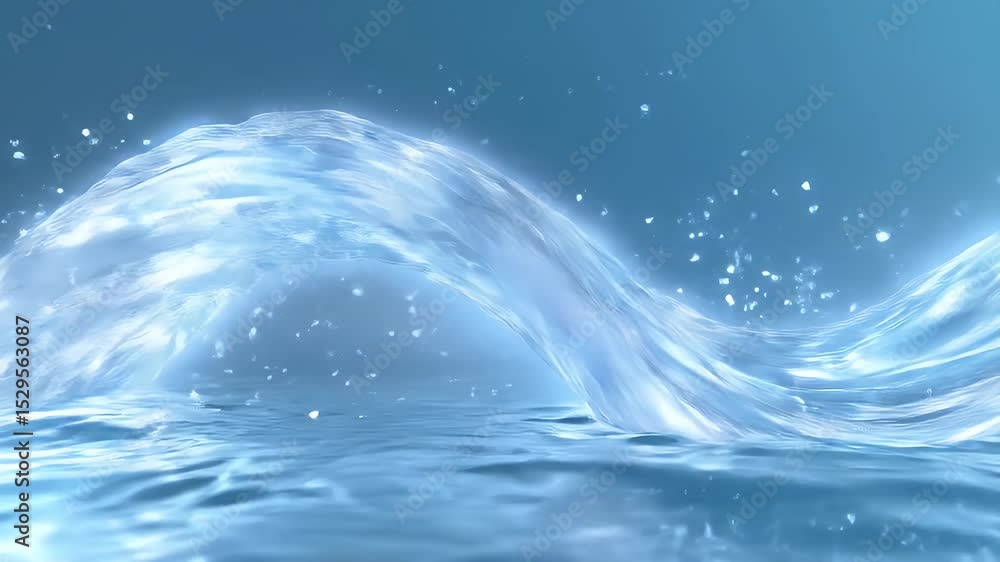 Aufkleber dynamic water wave with sparkles on light blue gradient background clean fresh and abstract motion d