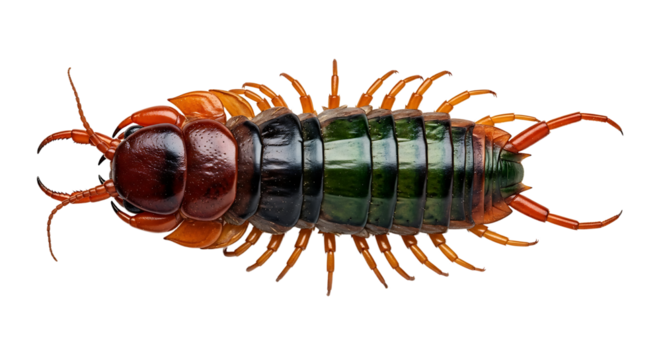 Detailed Closeup of a Colorful Centipedelike Creature