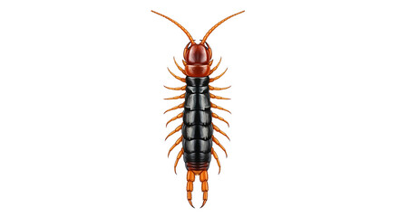 Detailed Illustration of a Centipede with Segmented Body and Antennae