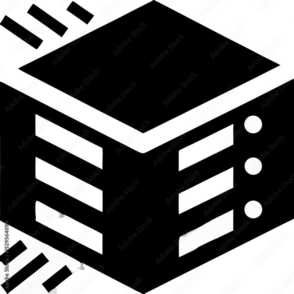 Poster abstract black server icon with data transfer representation