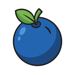 Blueberry With Leaves Outline Illustration