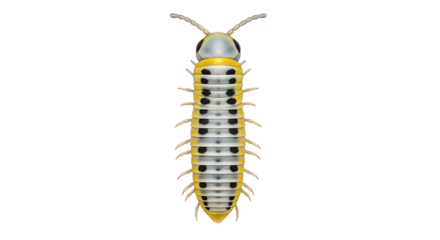 Detailed Illustration of a Yellow and Black Millipede