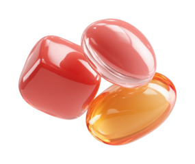 PNG Glossy red and orange 3d jelly shapes floating in space