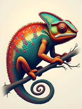 Colorful Chameleon Illustration for Nature Lovers