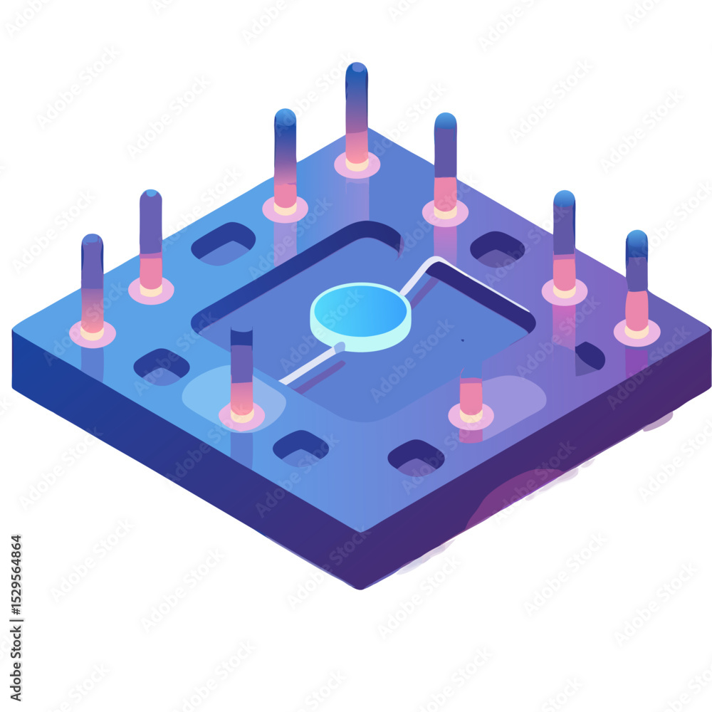Poster abstract isometric view of a complex technological component