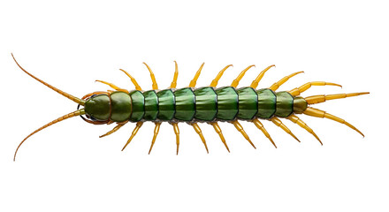 Obraz premium Emerald Green Centipede with Golden Legs Dorsal View