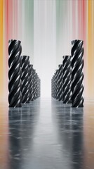 Metallic Drill Bits in Geometric Arrangement with Colorful Background