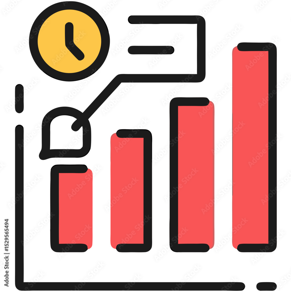 Poster ascending bar graph showing timebased growth with speech bubble