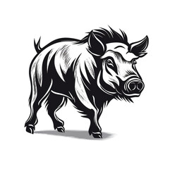 Wild boar painting, white background