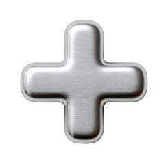 Fototapeta premium PNG Metallic silver plus sign on black background for design and decoration